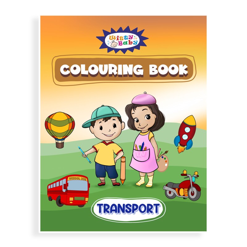  JUMBO A4 Size 16 Pages Transport Colouring Book For Kids 2 to 7 Years